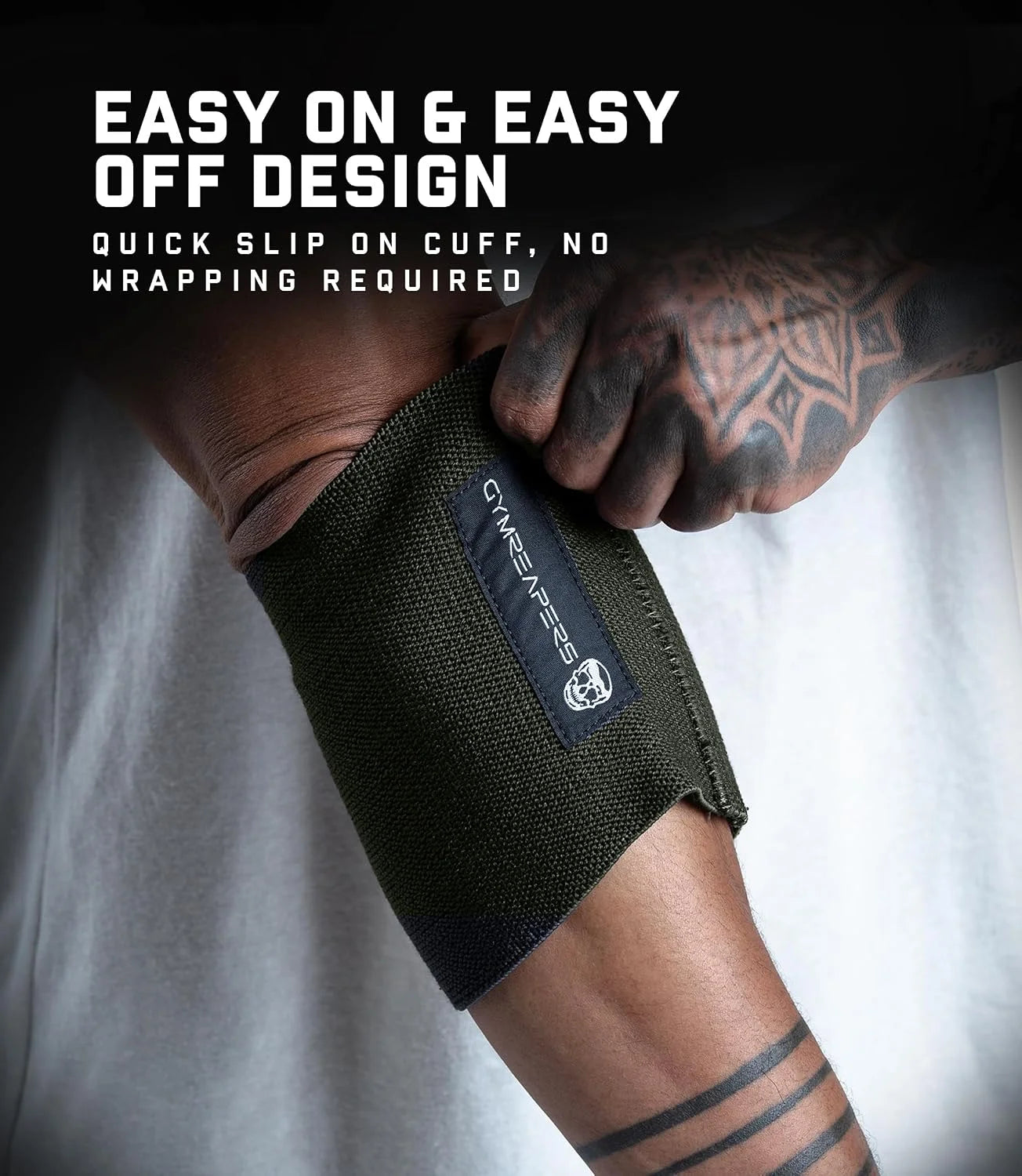 Gymreapers Elbow Compression Cuff for Weightlifting, Powerlifting – Support & Relief for Tendonitis, Stability, Tennis Elbow, Strength Training & Injury Recovery (Black, 9")