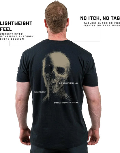 Gymreapers Skull Moisture Wicking T-Shirts for Men - Short Sleeve Workout Gym Shirts - Running Athletic Tees & Dry Fit Tshirt