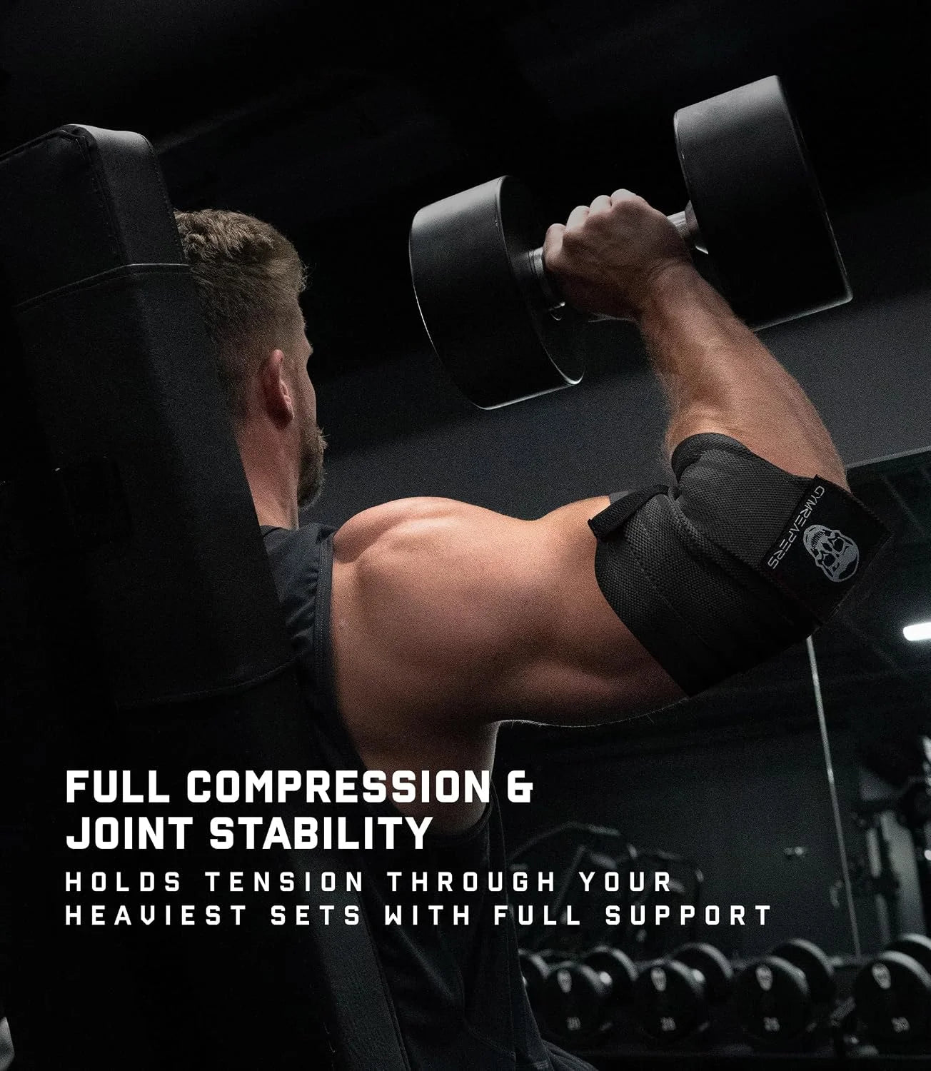 Gymreapers Weightlifting Elbow Wraps (1 Pair) - Flexible 40'' Elbow Compression Strap & Joint Support Brace - for Bench Press, Powerlifting, and Pressing
