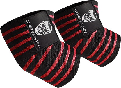 Gymreapers Weightlifting Elbow Wraps (1 Pair) - Flexible 40'' Elbow Compression Strap & Joint Support Brace - for Bench Press, Powerlifting, and Pressing