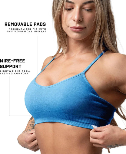 Gymreapers Seamless Sports Bra for Women - Wireless Compression Padded Supportive Bras for Gym, Yoga, & Fitness