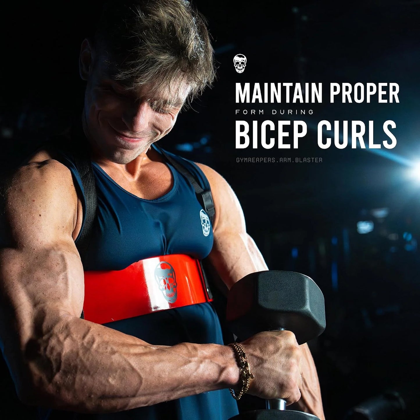 Gymreapers Bicep Arm Blaster - Bicep Curl Isolator w/Contoured, Padded Edges - Adjustable Bicep Bomber for Weightlifting & Bodybuilding