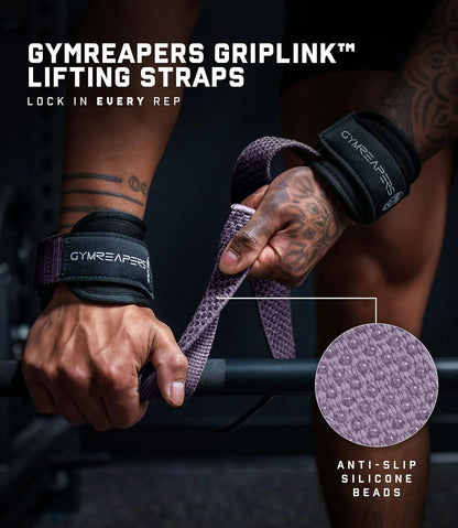 Gymreapers GripLink Lifting Straps – Heavy Duty D-Ring Weight Lifting Wrist Straps with Anti-Slip Silicone Grip Beads, Adjustable Support for Deadlifts, Powerlifting, Cable Machines & Gym Training