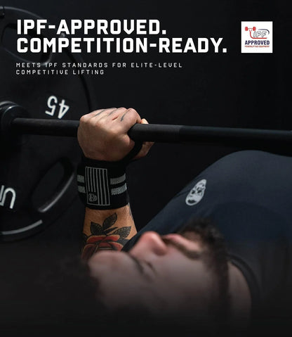 Gymreapers Weightlifting Wrist Wraps (IPF Approved) Professional Quality Wrist Support with Heavy Duty Thumb Loop - Best Wrap for Powerlifting Competition, Strength Training, Bodybuilding