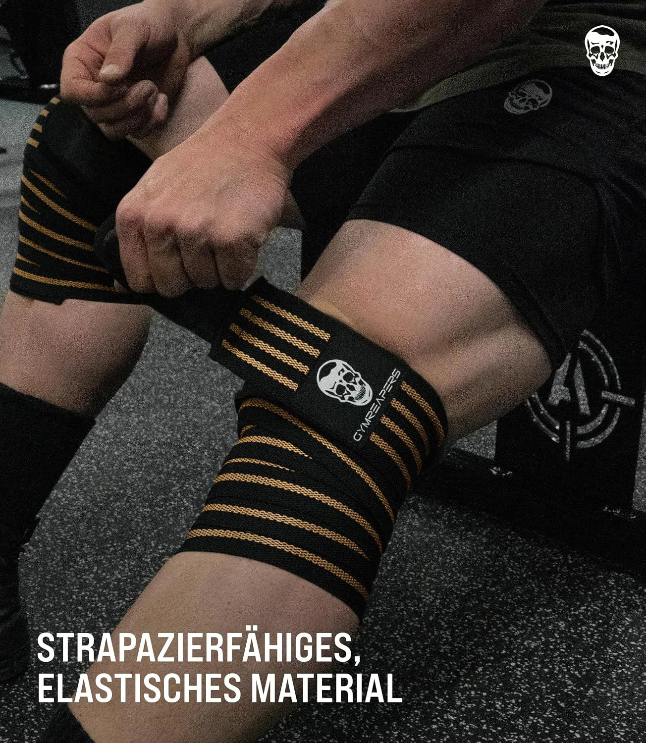 Gymreapers Knee Wraps for Squats and Powerlifting 72 Inch Compression Wraps with Strap for Men & Women Weightlifting Support
