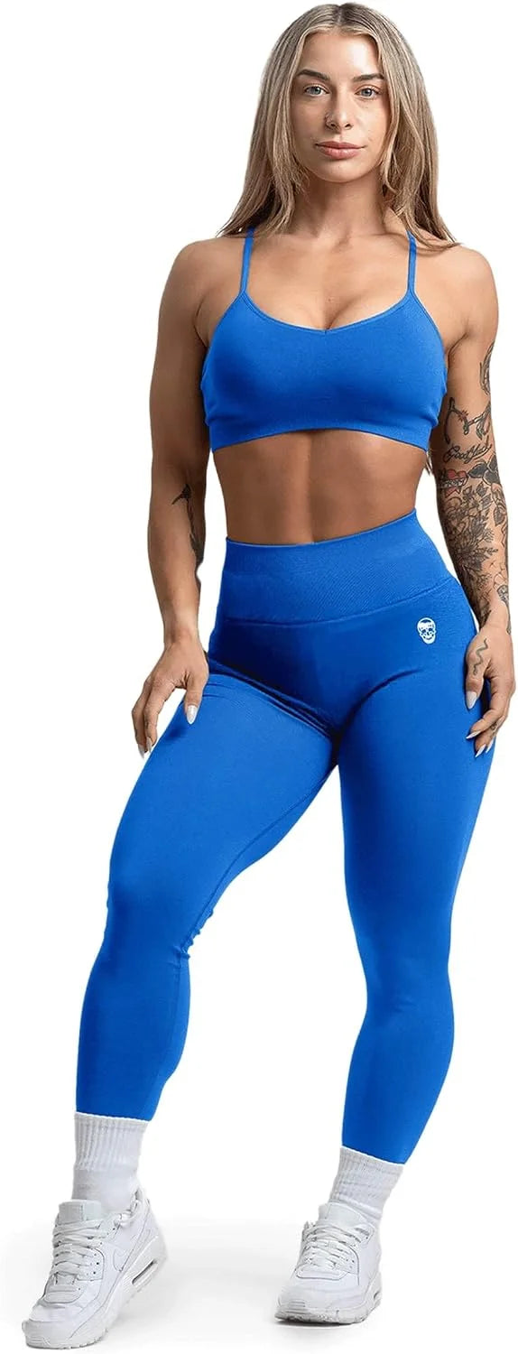 Gymreapers Seamless Sports Bra for Women - Wireless Compression Padded Supportive Bras for Gym, Yoga, & Fitness (X-Small, Electric Blue)
