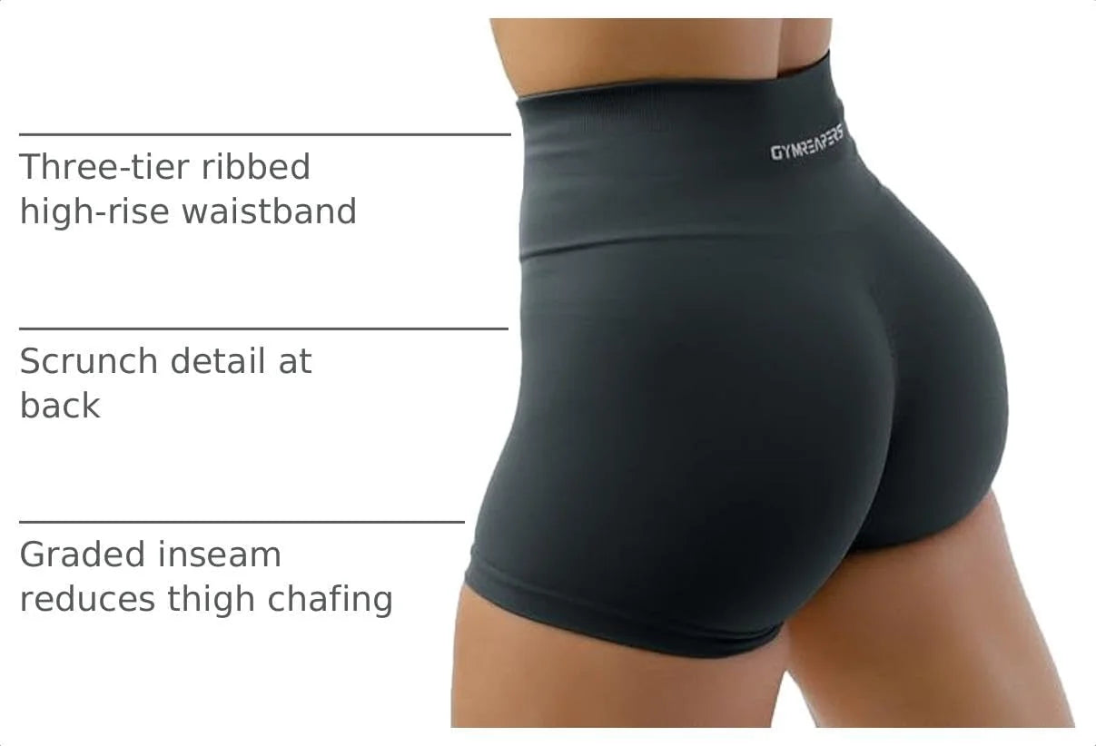Gymreapers Athletic Shorts for Women - Seamless Butt Lifting Tummy Control Running Shorts for Yoga, Biker, Gym Workout Squat