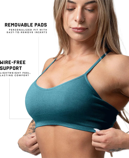 Gymreapers Seamless Sports Bra for Women - Wireless Compression Padded Supportive Bras for Gym, Yoga, & Fitness