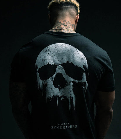 Gymreapers Skull Moisture Wicking T-Shirts for Men - Short Sleeve Workout Gym Shirts - Running Athletic Tees & Dry Fit Tshirt