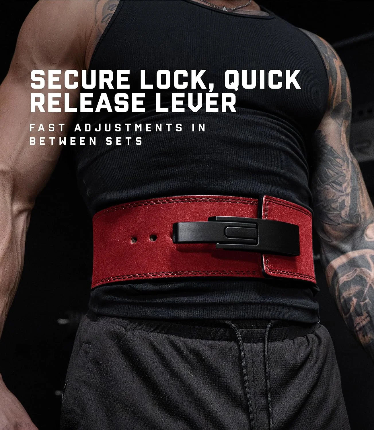 Gymreapers 10MM Lever Weightlifting Belt Leather Adjustable Heavy Duty Buckle Belt, IPF Approved for Powerlifting, Weightlifting, and Strength Training