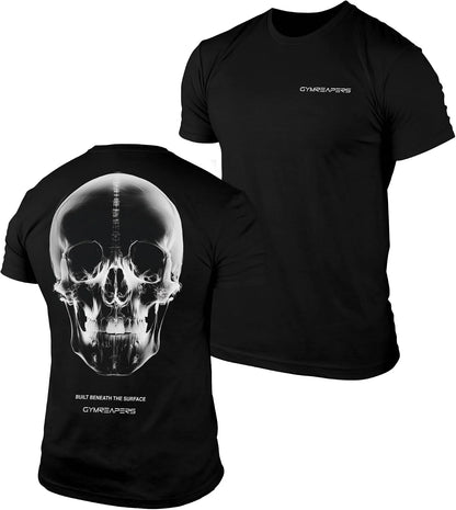 Gymreapers Skull Moisture Wicking T-Shirts for Men - Short Sleeve Workout Gym Shirts - Running Athletic Tees & Dry Fit Tshirt