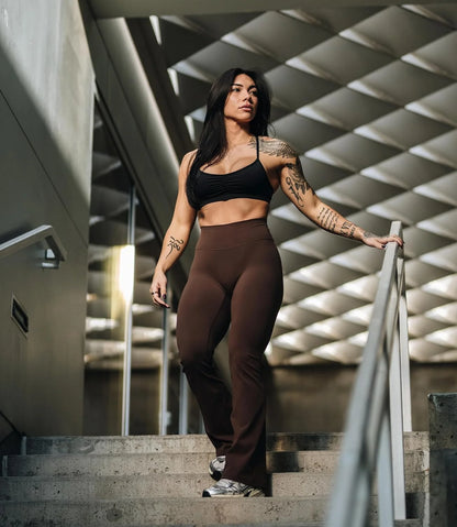 Gymreapers High Waisted Flare Leggings for Women Stretchy Workout Bootcut Gym Leggings - Tummy Control Wide Leg Yoga Pants