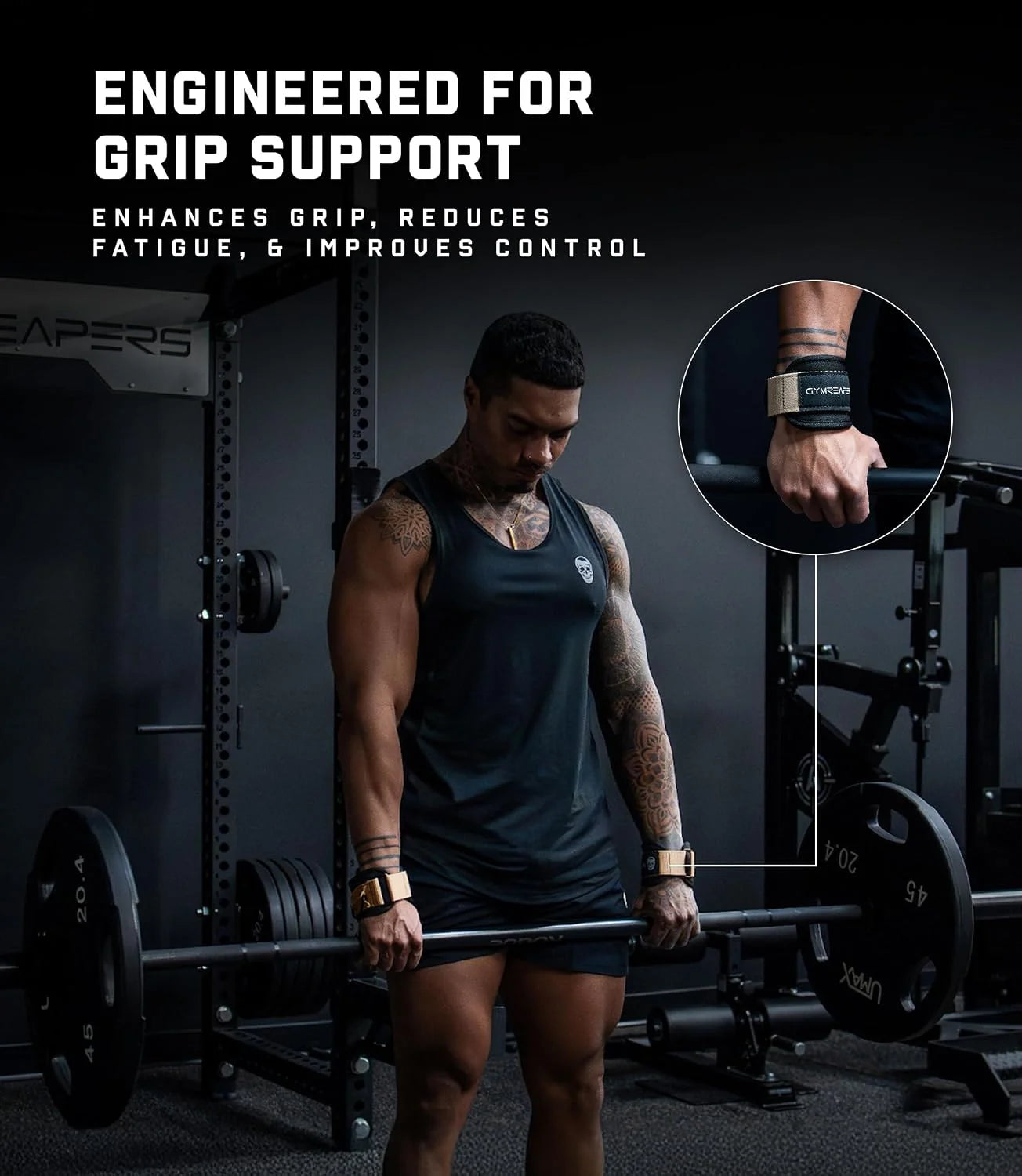 Gymreapers GripLink Lifting Straps – Heavy Duty D-Ring Weight Lifting Wrist Straps with Anti-Slip Silicone Grip Beads, Adjustable Support for Deadlifts, Powerlifting, Cable Machines & Gym Training