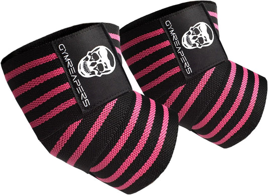 Gymreapers Weightlifting Elbow Wraps (1 Pair) - Flexible 40'' Elbow Compression Strap & Joint Support Brace - for Bench Press, Powerlifting, and Pressing