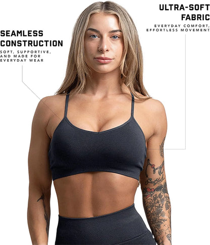 Gymreapers Seamless Sports Bra for Women - Wireless Compression Padded Supportive Bras for Gym, Yoga, & Fitness