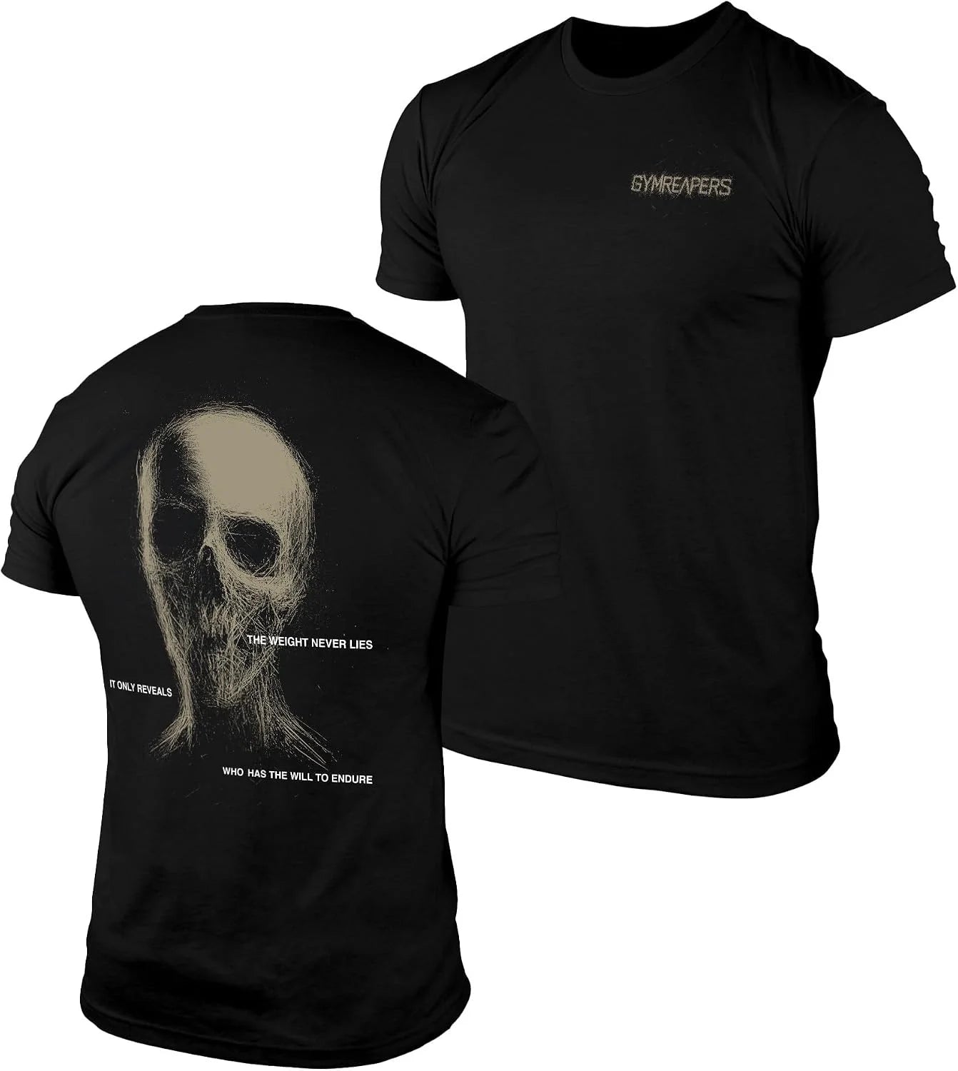 Gymreapers Skull Moisture Wicking T-Shirts for Men - Short Sleeve Workout Gym Shirts - Running Athletic Tees & Dry Fit Tshirt