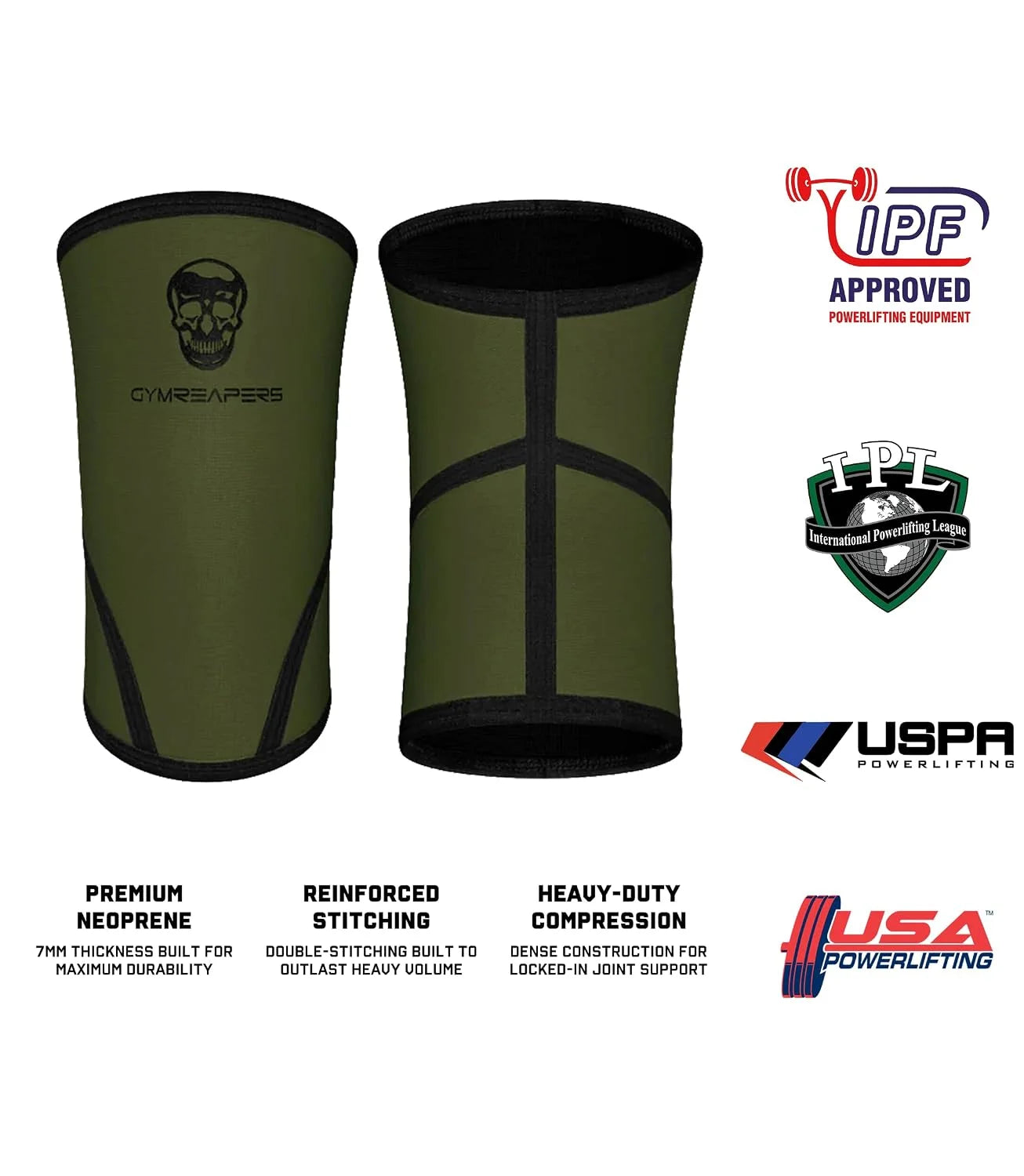 Knee Sleeves (1 Pair) Free Gym Bag - Knee Sleeve & Compression Brace for Squats, Fitness, Weightlifting, and Powerlifting - Gymreapers 7MM Sleeve Pair - For Men & Women - 1 Year Warranty (Small)