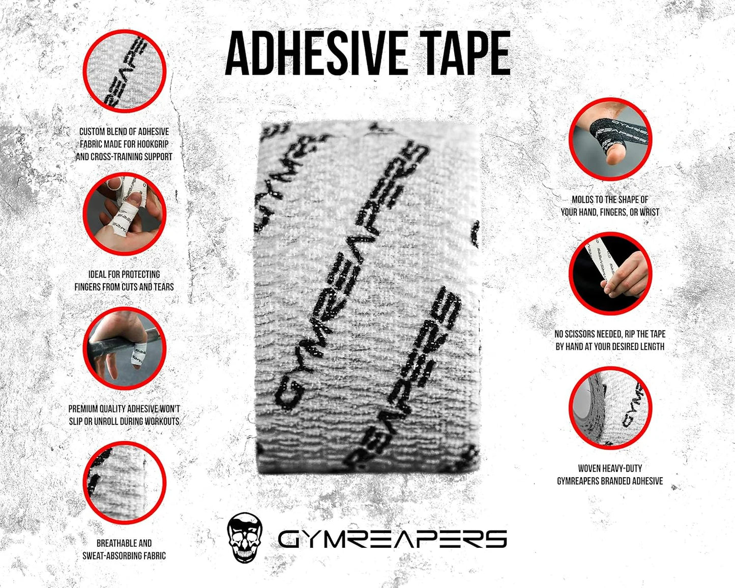 Gymreapers Weightlifting Adhesive Thumb Tape, Stretchy Athletic Tape Grip & Protection for Olympic Lifting, Cross Training, Powerlifting, Hookgrip