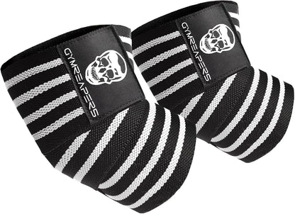 Gymreapers Weightlifting Elbow Wraps (1 Pair) - Flexible 40'' Elbow Compression Strap & Joint Support Brace - for Bench Press, Powerlifting, and Pressing