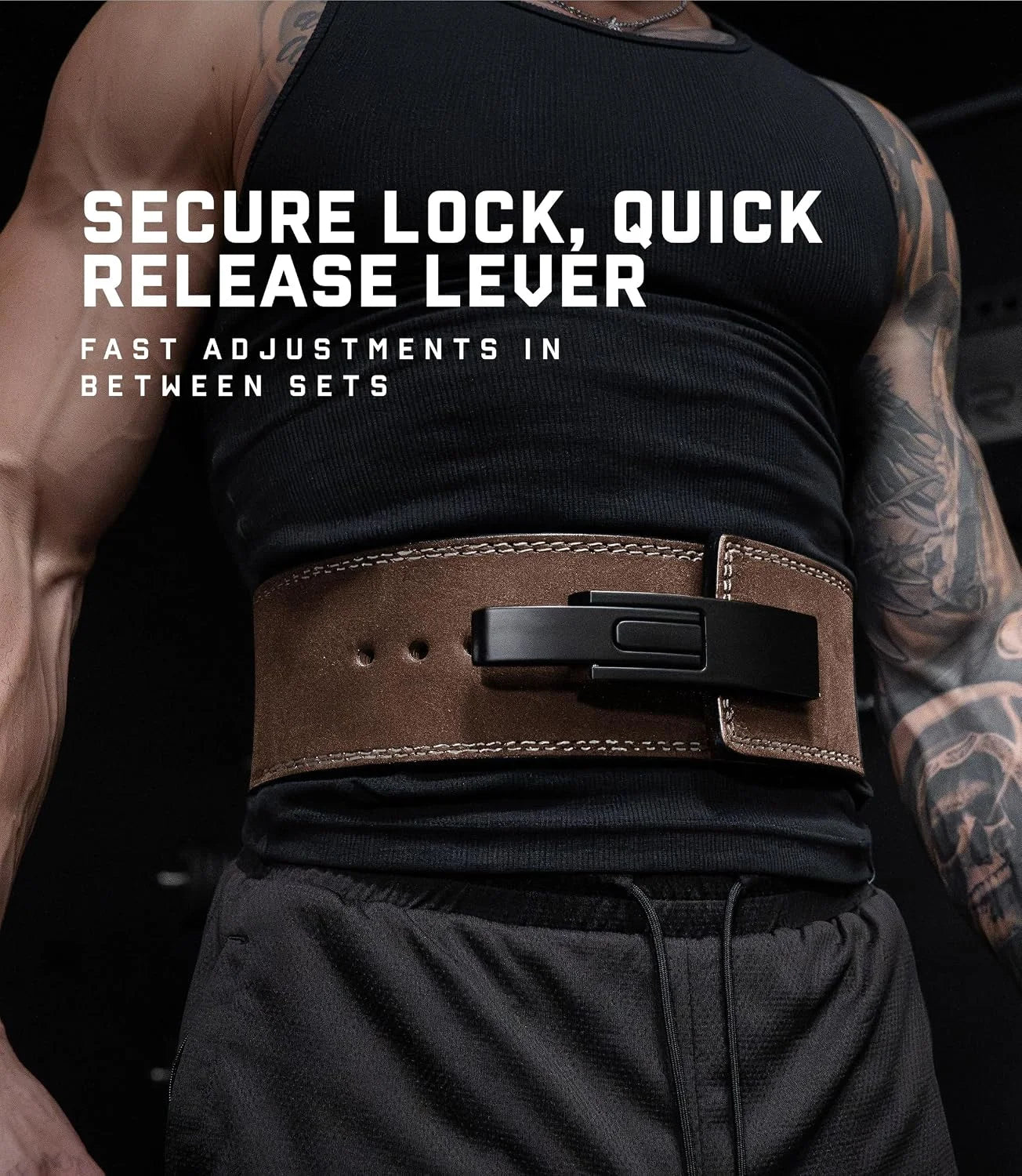 Gymreapers 10MM Lever Weightlifting Belt Leather Adjustable Heavy Duty Buckle Belt, IPF Approved for Powerlifting, Weightlifting, and Strength Training