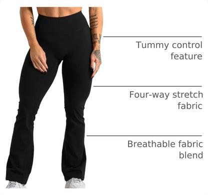 Gymreapers High Waisted Flare Leggings for Women Stretchy Workout Bootcut Gym Leggings - Tummy Control Wide Leg Yoga Pants