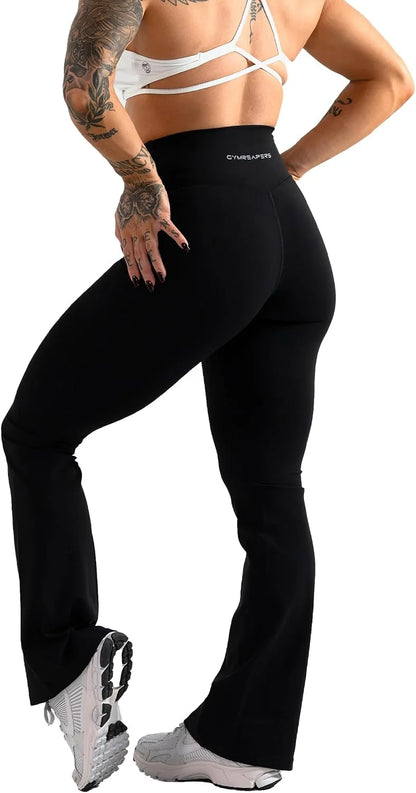 Gymreapers High Waisted Flare Leggings for Women Stretchy Workout Bootcut Gym Leggings - Tummy Control Wide Leg Yoga Pants