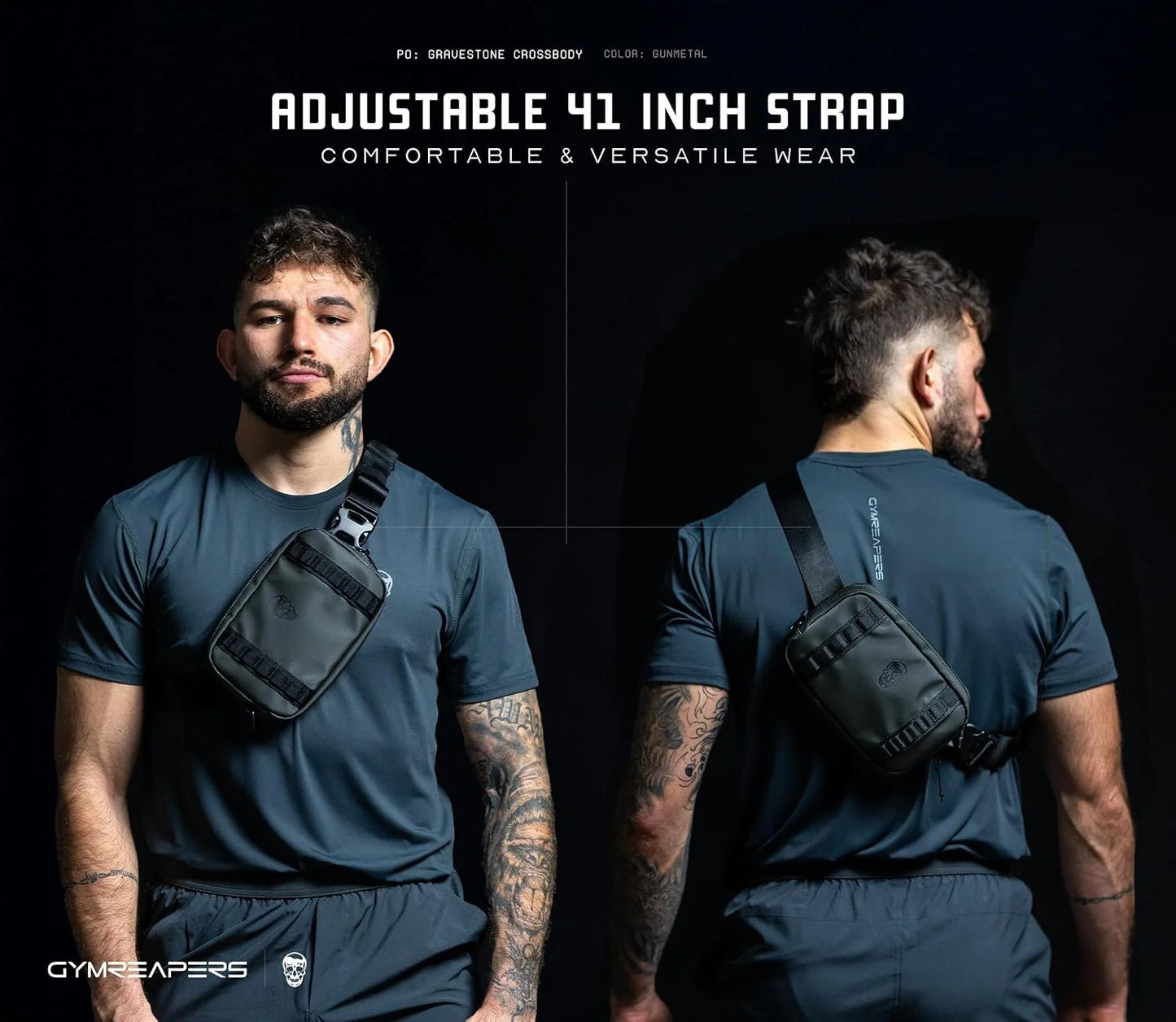 Gymreapers Travel Small Crossbody Bags for Men & Women with Hidden Pocket - Waterproof Crosssbody Fanny Pack for Men with Adjustable Shoulder Sling Belt for Traveling, Running & Hiking (Onyx)