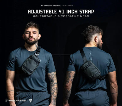 Gymreapers Travel Small Crossbody Bags for Men & Women with Hidden Pocket - Waterproof Crosssbody Fanny Pack for Men with Adjustable Shoulder Sling Belt for Traveling, Running & Hiking (Onyx)