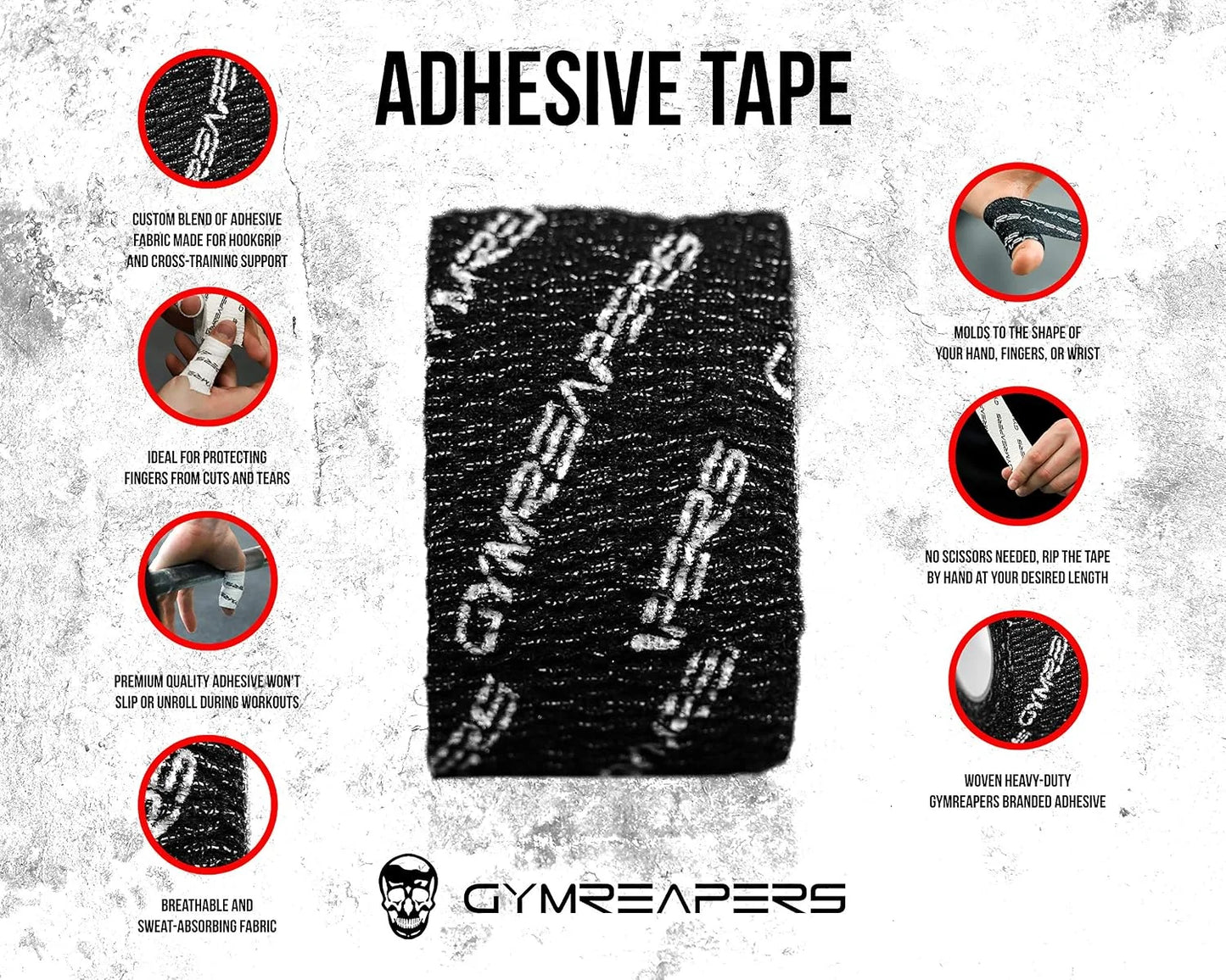 Gymreapers Weightlifting Adhesive Thumb Tape, Stretchy Athletic Tape Grip & Protection for Olympic Lifting, Cross Training, Powerlifting, Hookgrip