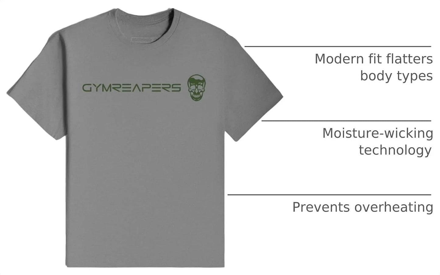 Gymreapers Moisture Wicking Short Sleeve T-Shirt for Men - Crew Neck Workout Shirts - Casual Gym Cotton Everyday Tee