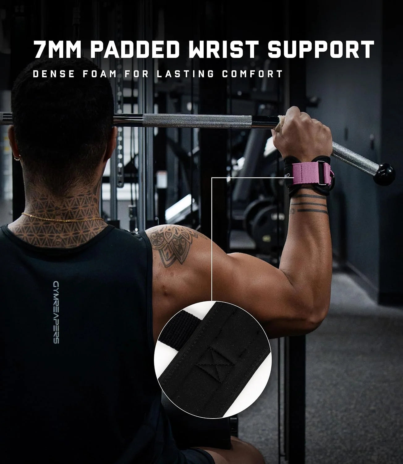 Gymreapers GripLink Lifting Straps – Heavy Duty D-Ring Weight Lifting Wrist Straps with Anti-Slip Silicone Grip Beads, Adjustable Support for Deadlifts, Powerlifting, Cable Machines & Gym Training