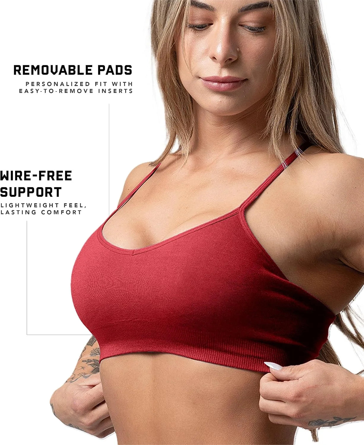 Gymreapers Seamless Sports Bra for Women - Wireless Compression Padded Supportive Bras for Gym, Yoga, & Fitness