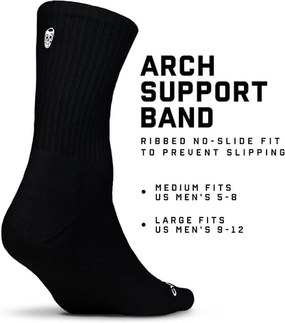 Gymreapers Crew Socks For Men & Women (6-Pack) – Long Moisture Wicking 100% Cotton Socks - Breathable Supportive Fit Socks