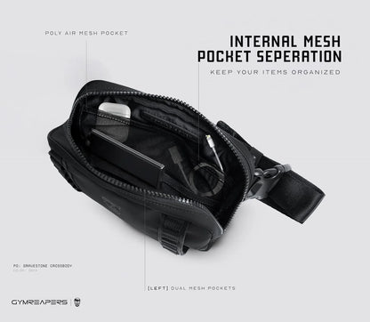 Gymreapers Travel Small Crossbody Bags for Men & Women with Hidden Pocket - Waterproof Crosssbody Fanny Pack for Men with Adjustable Shoulder Sling Belt for Traveling, Running & Hiking (Onyx)