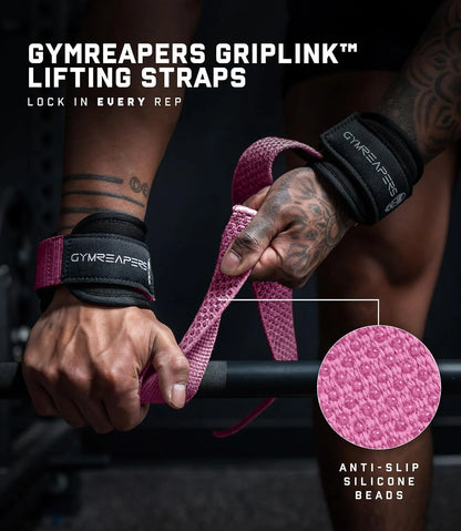 Gymreapers GripLink Lifting Straps – Heavy Duty D-Ring Weight Lifting Wrist Straps with Anti-Slip Silicone Grip Beads, Adjustable Support for Deadlifts, Powerlifting, Cable Machines & Gym Training