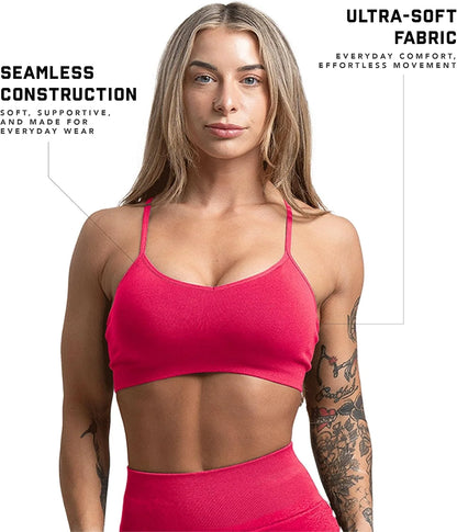 Gymreapers Seamless Sports Bra for Women - Wireless Compression Padded Supportive Bras for Gym, Yoga, & Fitness