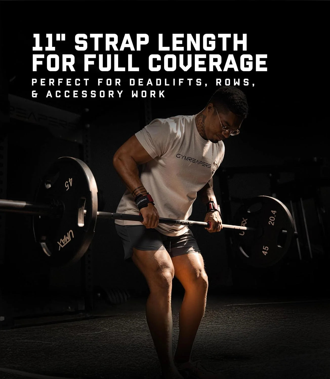 Gymreapers Weight Lifting Straps With Dowel - Wrist Straps for Weightlifting - Workout Deadlift Wrist Weights - Reinforced Stitching & Padded Fit Gym Accessories for Strength & Gym Hand Grip