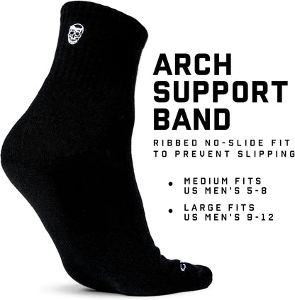 Gymreapers Quarter Socks for Men & Women (6-Pack) Moisture-Wicking Cotton Athletic Socks, Breathable Low Cut Supportive Fit