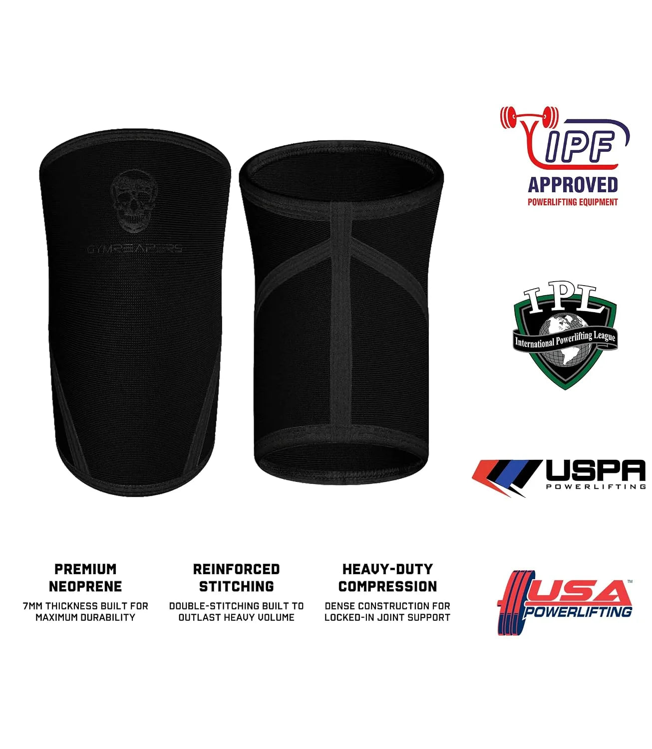Knee Sleeves (1 Pair) Free Gym Bag - Knee Sleeve & Compression Brace for Squats, Fitness, Weightlifting, and Powerlifting - Gymreapers 7MM Sleeve Pair - For Men & Women - 1 Year Warranty (Small)