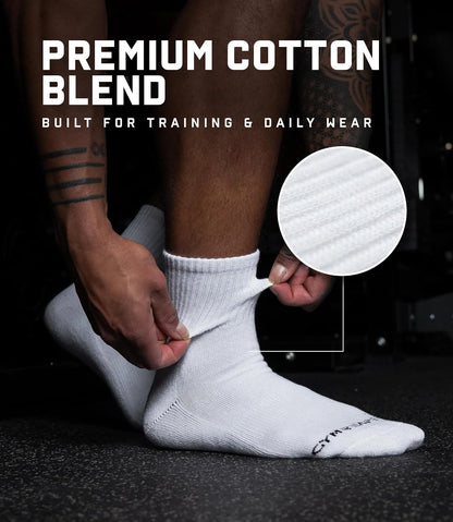 Gymreapers Quarter Socks for Men & Women (6-Pack) Moisture-Wicking Cotton Athletic Socks, Breathable Low Cut Supportive Fit