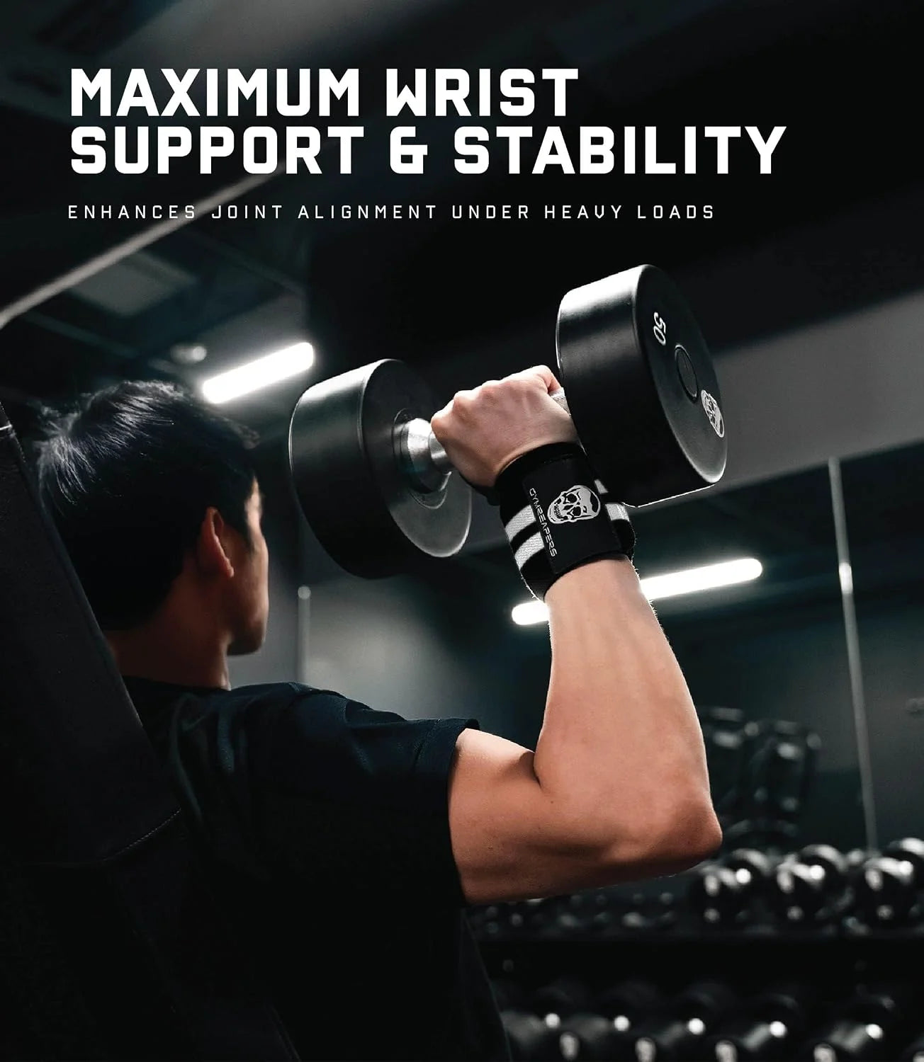 Gymreapers Weightlifting Wrist Wraps (IPF Approved) Professional Quality Wrist Support with Heavy Duty Thumb Loop - Best Wrap for Powerlifting Competition, Strength Training, Bodybuilding