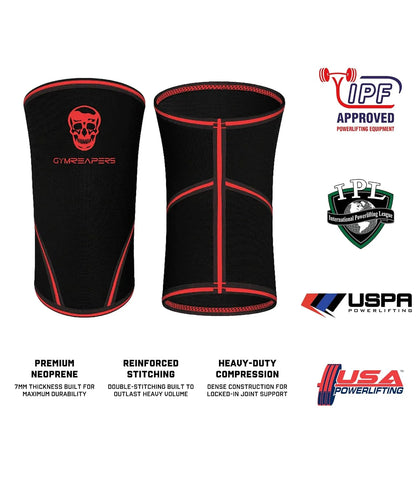Knee Sleeves (1 Pair) Free Gym Bag - Knee Sleeve & Compression Brace for Squats, Fitness, Weightlifting, and Powerlifting - Gymreapers 7MM Sleeve Pair - For Men & Women - 1 Year Warranty (Small)