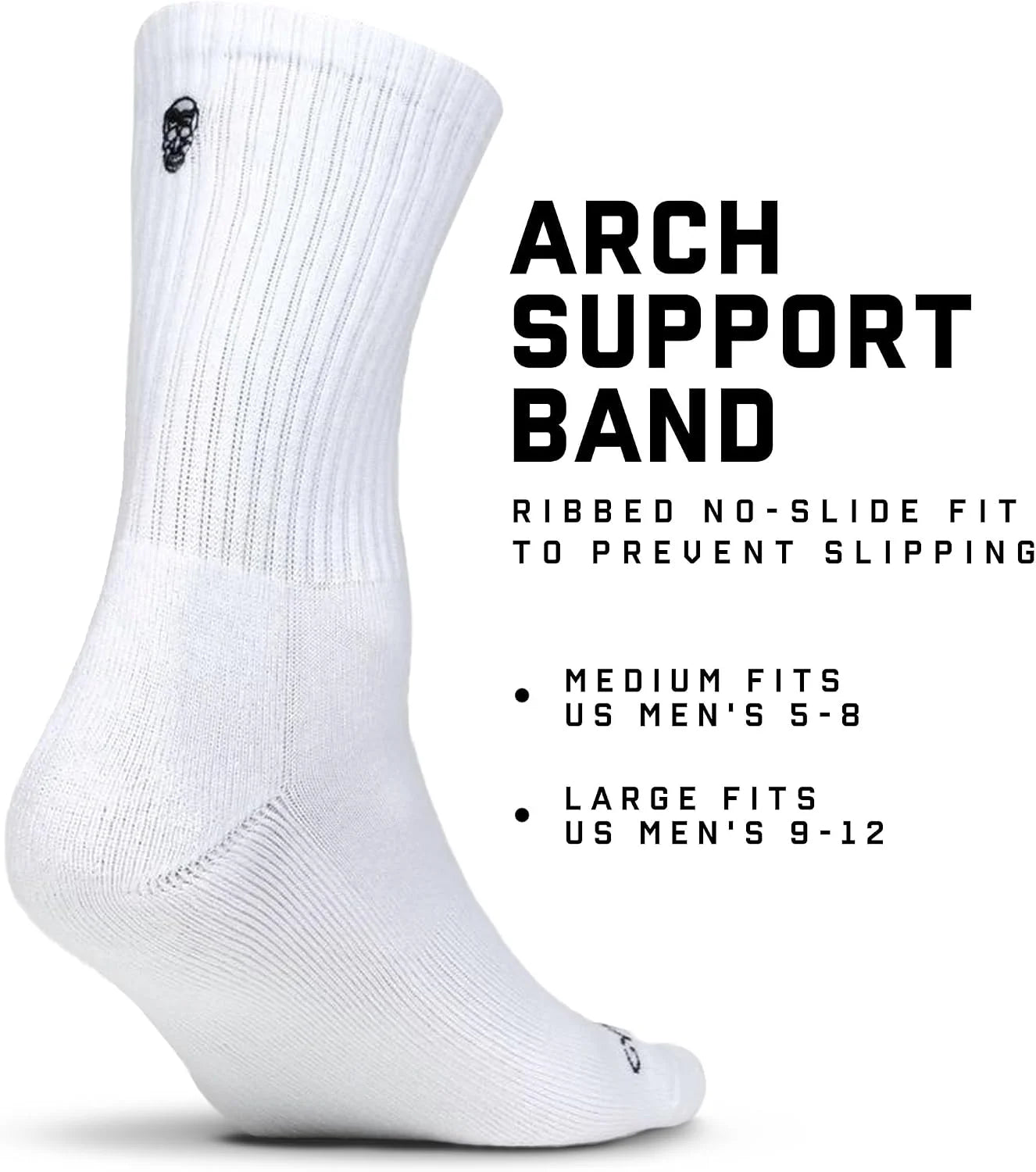 Gymreapers Crew Socks For Men & Women (6-Pack) – Long Moisture Wicking 100% Cotton Socks - Breathable Supportive Fit Socks