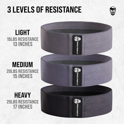 Hip Bands for Booty Workouts | Non Slip Fabric Band Set with 3 Levels - Resistance Bands for Legs & Hip - for Men & Women
