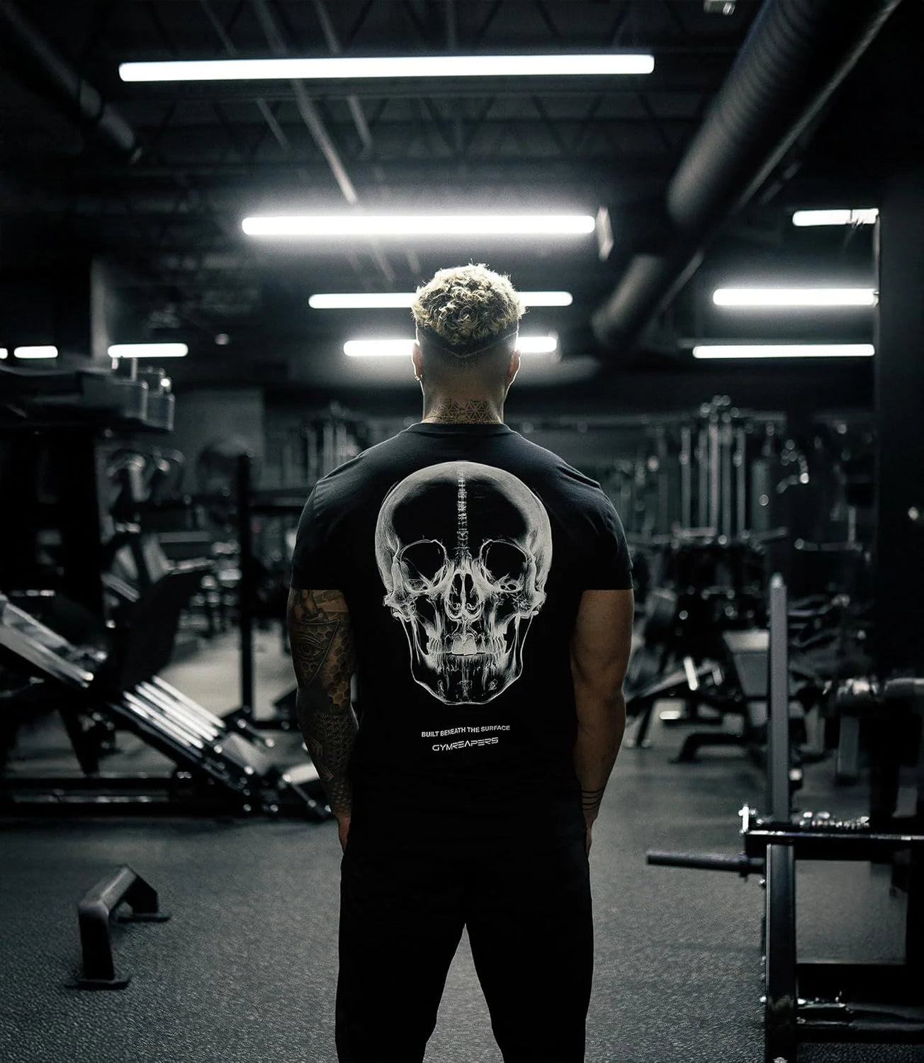 Gymreapers Skull Moisture Wicking T-Shirts for Men - Short Sleeve Workout Gym Shirts - Running Athletic Tees & Dry Fit Tshirt
