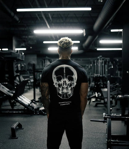 Gymreapers Skull Moisture Wicking T-Shirts for Men - Short Sleeve Workout Gym Shirts - Running Athletic Tees & Dry Fit Tshirt