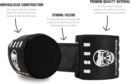 Gymreapers Knee Wraps for Squats and Powerlifting 72 Inch Compression Wraps with Strap for Men & Women Weightlifting Support