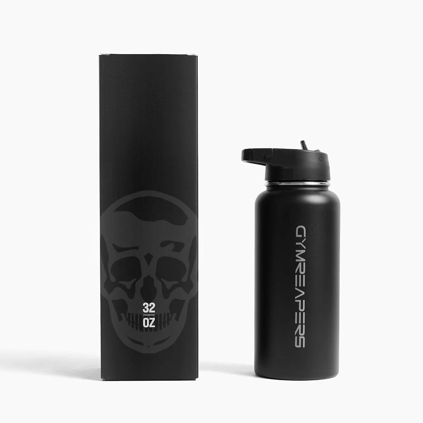 Gymreapers Insulated Water Bottle with Straw - 32 OZ Stainless Steel Water Bottles - BPA Free Metal Double Wall Vacuum Cold Hot Leakfree Flask Jug For Travel, Sports, Gym, School & Workout