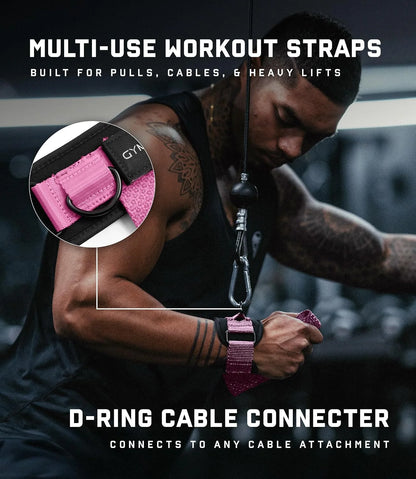 Gymreapers GripLink Lifting Straps – Heavy Duty D-Ring Weight Lifting Wrist Straps with Anti-Slip Silicone Grip Beads, Adjustable Support for Deadlifts, Powerlifting, Cable Machines & Gym Training