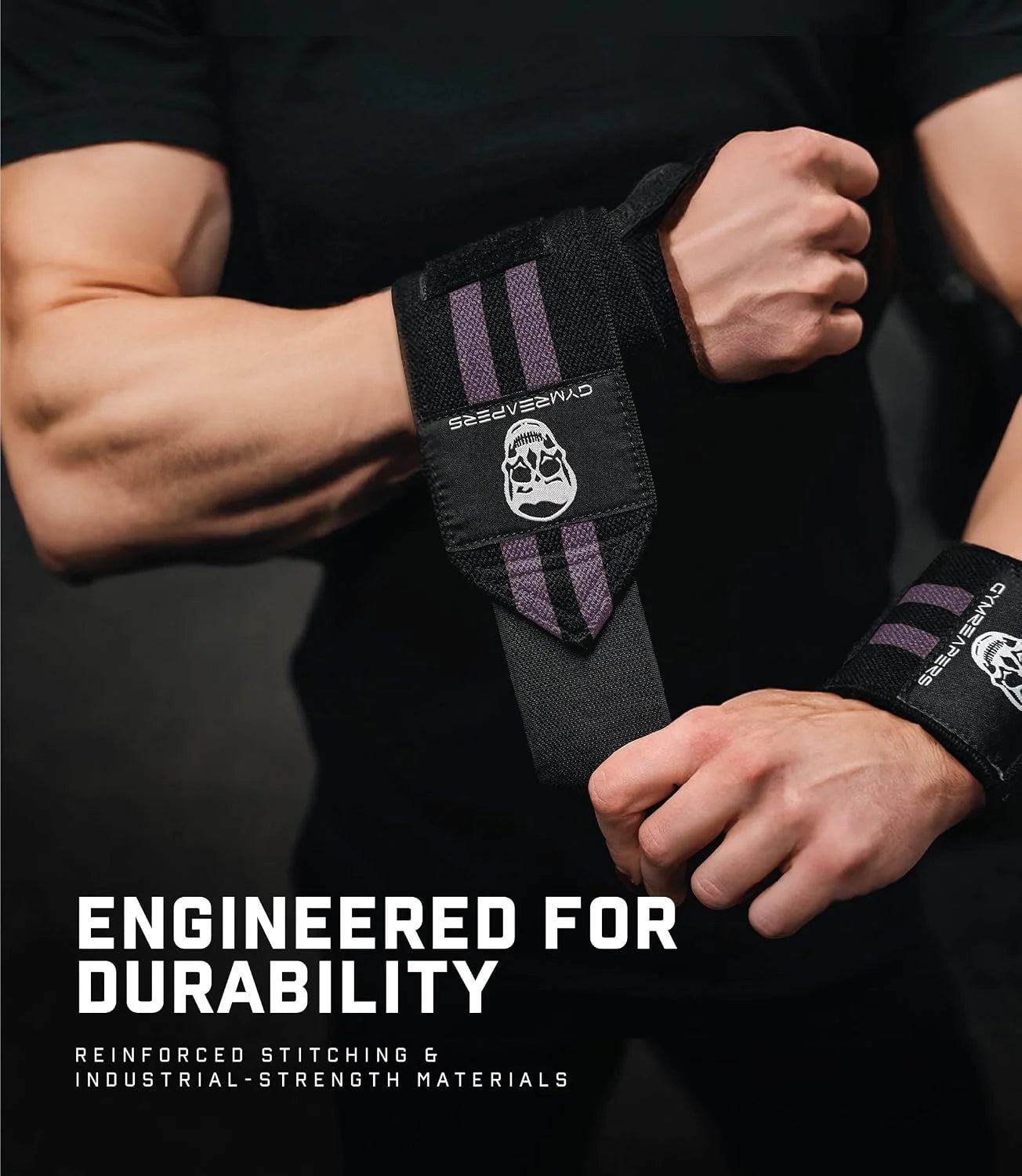 Gymreapers Weightlifting Wrist Wraps (IPF Approved) Professional Quality Wrist Support with Heavy Duty Thumb Loop - Best Wrap for Powerlifting Competition, Strength Training, Bodybuilding